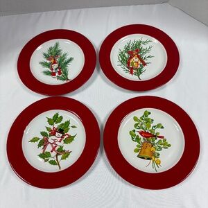 Set of 4 Holidays Assorted Appetizer Plates 8".